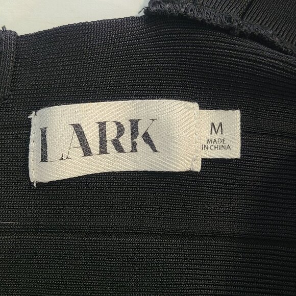 Lark Black Bandage Style Evening Mini Dress Bodycon Glam Mummy Medium LBD - Picture 5 of 9